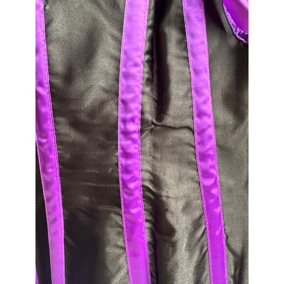 Black & Purple🌿Satin Corset Bustier Lace-Up Back Gothic Corset Cosplay Costume - Picture 6 of 6